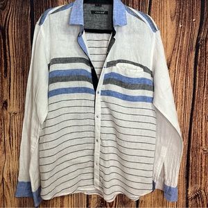 CRAZE XXL Men’s Linen Striped Button Down